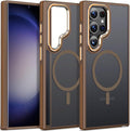 MALEWOLF Case for Samsung Galaxy S24 Ultra Compatible with Magsafe, Slim Matte S24 Ultra Phone Case [Enhanced Non-Slip Technology] [Drop Protection], Translucent Cover for Samsung S24 Ultra (Brown)