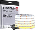 BTF-LIGHTING FCOB COB LED Strip CCT Tunable 3000K-6000K,UL Listed DC12V 16.4FT CRI 90+ Dimmable LED Tape Lights,640LEDs/m Dotless for Bedroom Kitchen Indoor Decor(No Adapter or Controller)