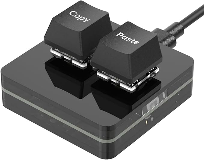 2-Key Copy Paste Keyboard, OSU Keypad HotSwap One Handed Mechanical Gaming Keyboard Backlit Mini USB Keypad for Accounting Working or Rhythm Games (Black)