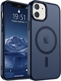 SUPFINE Magnetic for iPhone 12 Case/iPhone 12 Pro Case (Compatible with MagSafe)(Military Grade Drop Protection) Translucent Matte Shockproof Phone Cover,Dark Blue
