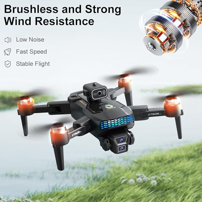 OBEST Drone with 4K Camera for Adults, Brushless Motor FPV Foldable RC Drones, 360° Flips, Headless Mode, Gesture Control, 40min Flight Time, 2 Batteries