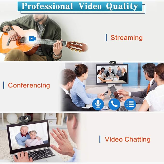 1080P Webcam with Microphone, HD Webcam Web Camera with Tripod Stand, Widescreen USB Computer Camera, Streaming Mic Web cam for Online Calling/Conferencing,Facetime/YouTube Desktop Laptop PC
