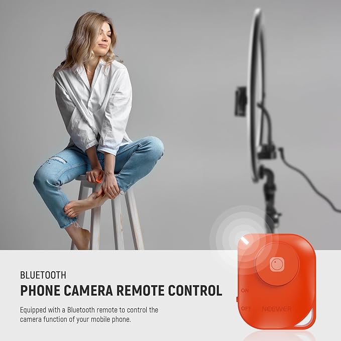 NEEWER Professional 18 Inch Ring Light with Tripod Stand Phone Holder Compatible with iPhone, 45W Remote Shutter App Control, Video Recording Makeup Selfie Studio Streaming Filming, RP18B Pro Black