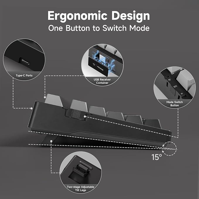 MCHOSE G98 PRO Wireless Mechanical Keyboard, Tri-Mode Connection Gaming Keyboard, Hot Swappable Custom Gasket Structure Pre-lubed Linear Switches Double Shot PBT Keycaps RGB LED Backlit Gradient Black