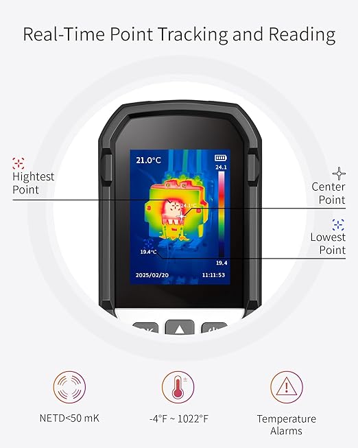 Firecore Thermal Camera FI160S, 320 x 240 Super Resolution, Thermal Imaging Cameras with Laser Pointer, PC Analysis, 160 x 120 IR Resolution Infrared Camera, -4°F to 1022°F, Temp Alert, 32GB Storage