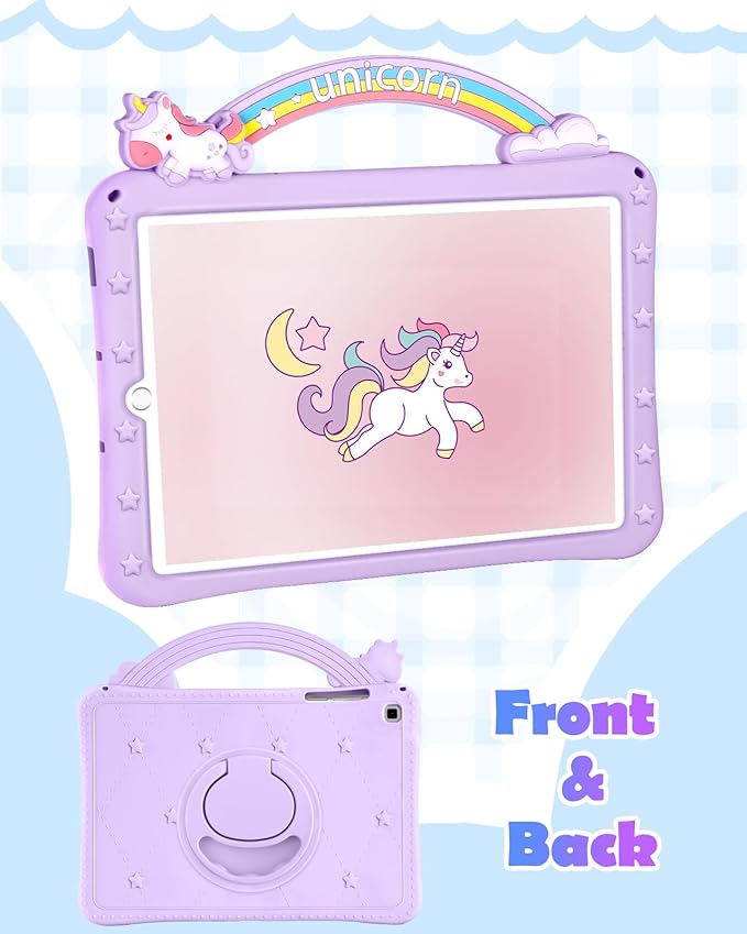 Wazzasoft for Samsung Galaxy Tab S6 lite Case 10.4" - Girls Cute Women Cartoon Kawaii Purple 3D Design Cover with Rotating Stand & Strap Unique Girly Funda for Samsung Tab S6 lite Case (2022/2020)