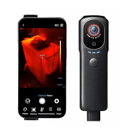 Wireless Thermal Imaging Camera for Android/iOS, AIOMEST Thermal Leak Detector 256x192 IR Resolution, Offline Analysis & Reports, Temperature Heat -4°F to 1022°F, Infrared Camera for HVAC Inspection