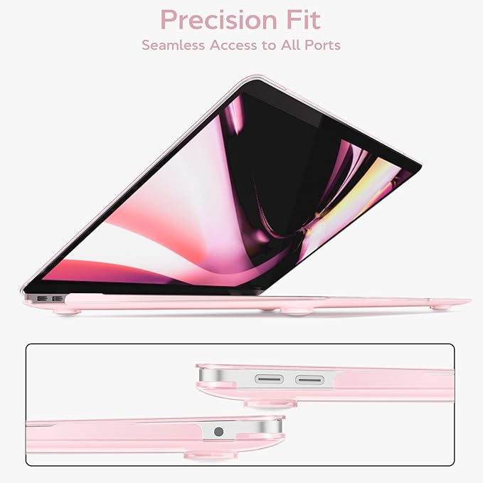 B BELK Compatible with MacBook Air 13 inch Case 2022 2021 2020 2019 2018 A2337 M1 A2179 A1932, Plastic Laptop Hard Shell+ Keyboard Cover+Screen Protector for MacBook Air 13.3 inch Case, Crystal Pink