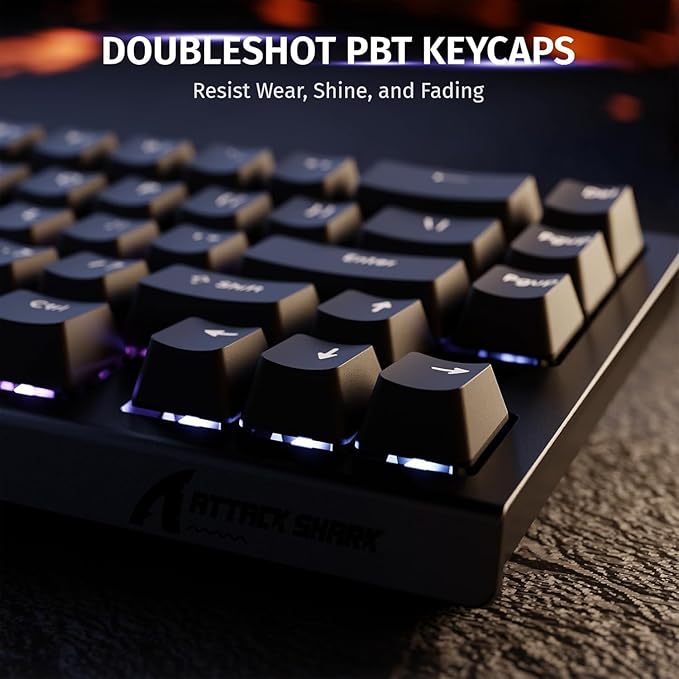 ATTACK SHARK X68 HE Rapid Trigger Mechanical Gaming Keyboard 60% Wired TKL with Adjustable Actuation,Hall Effect Magnetic Switch,8KHz Polling Rate,RGB Backlit,Top Mount for PC Mac Esport Gamer(Black)