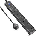 15 Ft Power Strip Surge Protector, 6 Outlets and 4 USB Ports, Flat Plug Power Strips Long Extension Cord with Overload Protection, Wall Mount for Home, Office, Dorm, ETL Listed