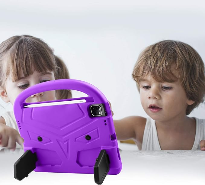 Kids Case for iPad Pro 11 2022/2021/2020 (4th/3rd/2nd Generation), Techcircle Child Shock Proof EVA Protective [Support Pencil Charging] Handle Stand Case for iPad Air 5/4 Gen 10.9" 2022/2020, Purple