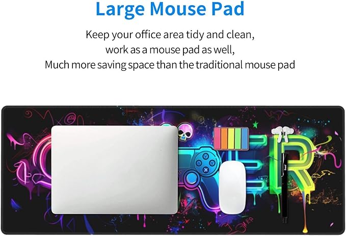 Mouse Pad Gaming - Large Mouse Pad for Desk with Waterproof Surface & Durable Design Desk Mat for Desktop & Office Accessories (Gamer)