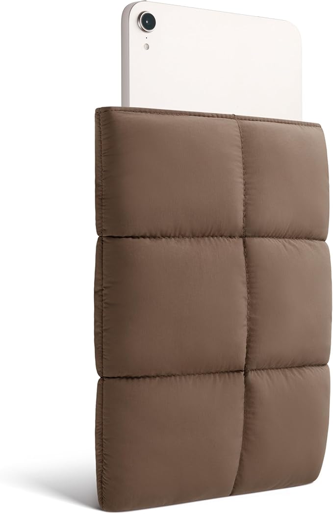 Comfyable Puffy Tablet Sleeve 7-8 Inch Compatible for iPad mini 7 2024 A17 Pro, Mini 6 2021 A15, Quilted Puffer Tablet Carrying Case for Women Men, Mocha Brown