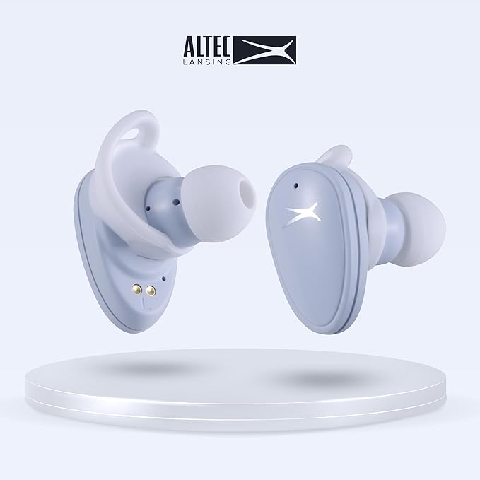 Altec Lansing Nanobuds ANC 2.0, Bluetooth Earbuds with Hybrid ANC, Waterproof Earbuds, Wireless Ear Buds with Voice Assistant, Sport Earbuds with 36hr Battery (ICY White)