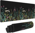 Weeds Flowers Large Gaming Mouse Pad Desk Mat, Cute Funny Gifts Big Keyboard Pad with Stitched Edges for Laptop, XL Long Extended Full Non-Slip Base Mousepad for Women Office Decor Black 31.5*11.8 In