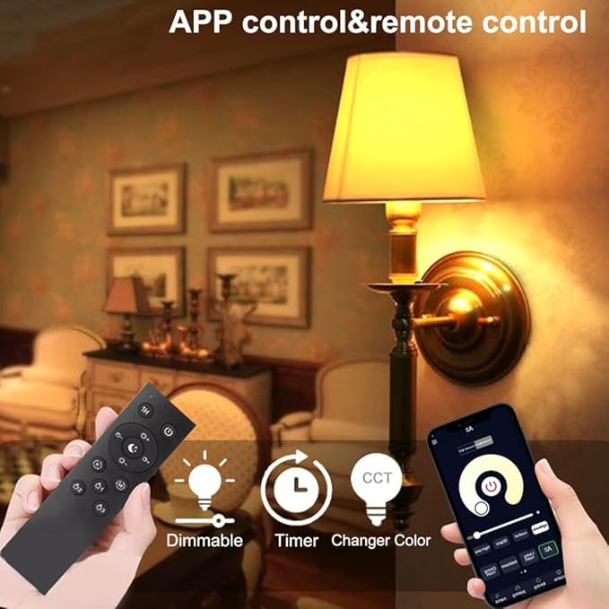 GRV 12W A60 Smart Light Bulb with a 2.4GHz Remote Control,Stepless Dimmable 2700-6500K,100W Incandescent Lamp Equivalent,1000LM CRI>80,E26 Base,Home Decor,2 Bulb & 1Remote