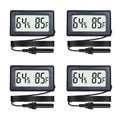 4-Pack Mini Digital Hygrometer Thermometer Gauge with Probe LCD Display Temperature Fahrenheit Humidity Meter for Incubator Reptile Plant Terrarium Sealed Containers Guitar Case
