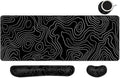Desk Mat, Large Gaming Mouse Pad with Wrist Rest, 4 in1 XXL Mouse pad+Keyboard Wrist Rest+Mouse Pad Wrist Support+Cup Coaster Set, Ergonomic Desk Pad for Home Office, Topographic Line