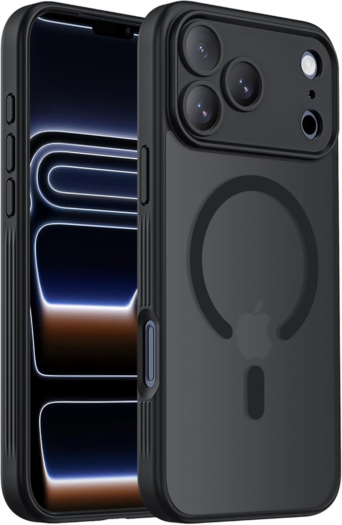 Symcele Designed for iPhone 17 Pro Case, Compatible with MagSafe, [Camera Protection] [15FT Military Drop Protection] Shockproof Translucent Matte Anti-Slip Phone Case, 6.3", Black