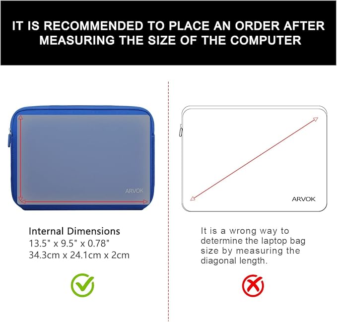 Arvok 13 13.3 14 Inch Laptop Sleeve Case for MacBook Pro/MacBook Air 13-14 inch, Water-Resistant Notebook Chromebook Computer Pouch, Carrying Bag Cover for HP/Dell/Lenovo/Asus/Acer, Dark Blue