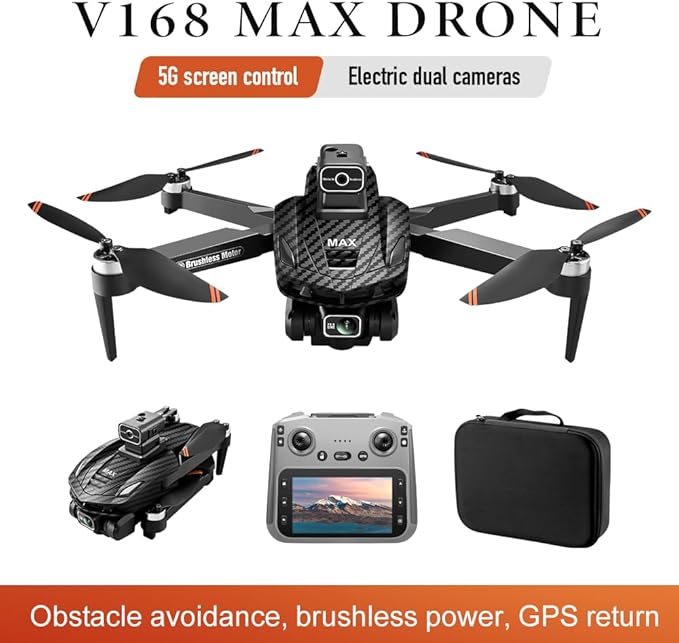 GPS Drone with 4K Camera, 4.5" LCD Display Screen Controller- 3,280ft RC Range, Auto return, Follow Me, Go Home, Gesture Control, One Key Takeoff/Landing, Altitude Hold,led Light, Professional Quadcopter for Aerial Photography Control and Video Recordi...
