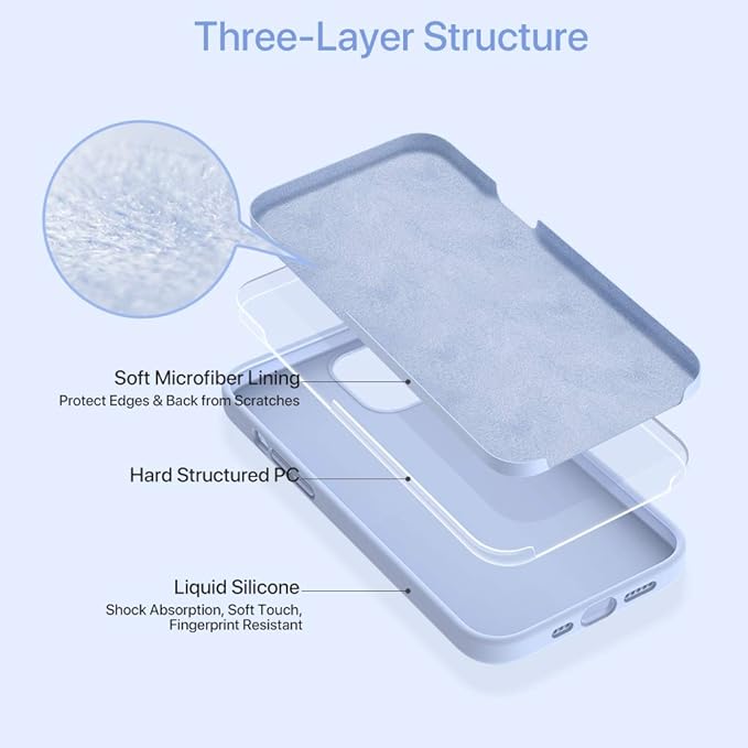 Miracase Compatible with iPhone 12 Case and iPhone 12 Pro Case, Liquid Silicone Gel Rubber Full Body Protection Shockproof Drop Protection Phone Case for iPhone 12/12 Pro 6.1 inch, Clove Purple