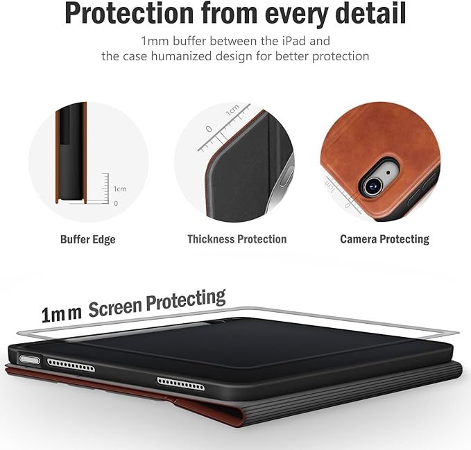 Antbox for iPad Air 13 Inch Case 2026 M4 /2025 M3 /2024 M2, Built-in Pencil Holder, Fully Supports Pencil Pro and Pencil (USB-C), Auto Sleep/Wake Function PU Leather iPad Air 13'' Cover (Brown)