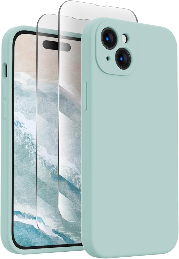 FireNova Designed for iPhone 15 Case, Silicone Upgraded [Camera Protection] Phone Case, Soft Anti-Scratch Microfiber Lining Inside, 6.1 inch, Mint Green