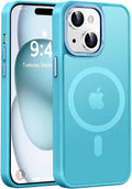 Newfuture Magnetic for iPhone 15 Case [Compatible with Magsafe] [Military Grade Drop Protection] Translucent Matte Anti-Fingerprint Shockproof Phone Case for iPhone 15 6.1 inch, Lake Blue