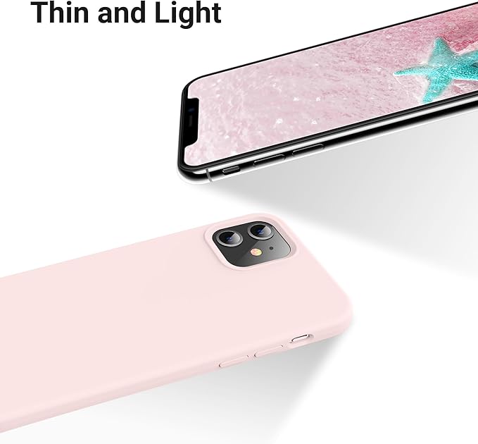 OTOFLY Compatible iPhone 12 & 12 Pro Case, 6.1 inch (2020), Silky Soft Touch Series Premium Soft Liquid Silicone Rubber Full-Body Protective Bumper (Chalk Pink)