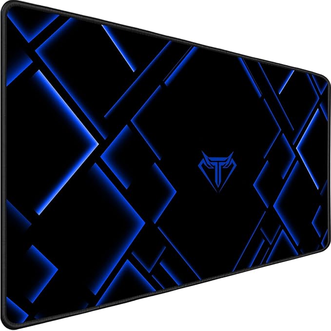 TEDNETGO Large Extended Gaming Mouse Pad, Long Mouse Pads, Extra Large Big Mouse Pad with Stitched Edge, XXL Non-Slip Computer Computer Keyboard Mat for Gamer/Desktop/Office/Home,Blue