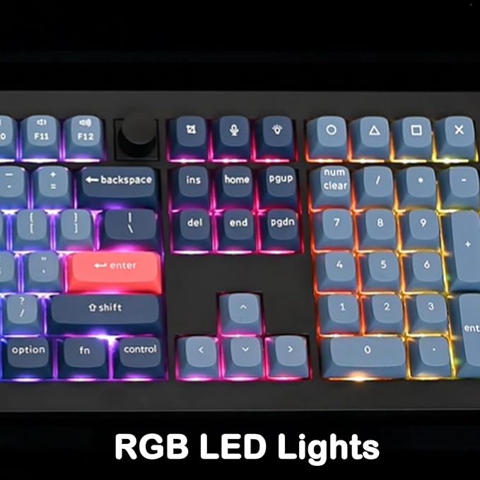 Keychron V6 Max Fullsize Custom Wirless Mechanical Keyboard, 2.4 GHz/Bluetooth/Wired 3-Mode RGB Backlight QMK/VIA Programmable Macro, Hot-Swap Gateron Jupiter Banana Switch PBT Keycaps for Mac Windows