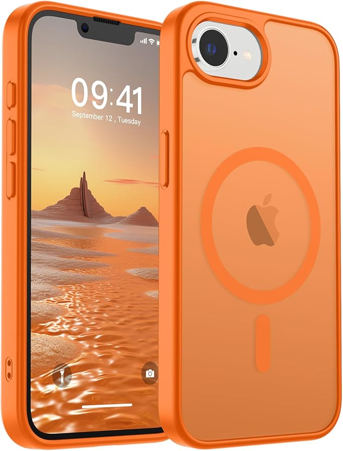 SUPFINE Magnetic for iPhone 17e Case/iPhone 16e Case (Compatible with MagSafe) (Military Grade Drop Protection) Translucent Matte Shockproof Phone Cover,Starry Orange