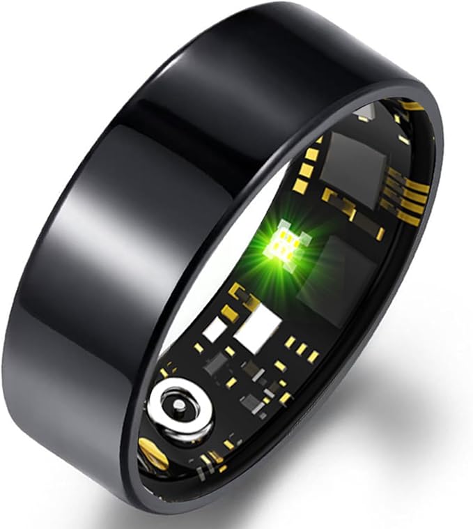 Smart Ring Health Tracker for Women Men, Sleep Tracker with Heart Rate,SpO₂,Blood Pressure, Fitness Ring for Activity Monitoring, No Subscription, Step Tracker Ring for ios&Android (Black, #12)