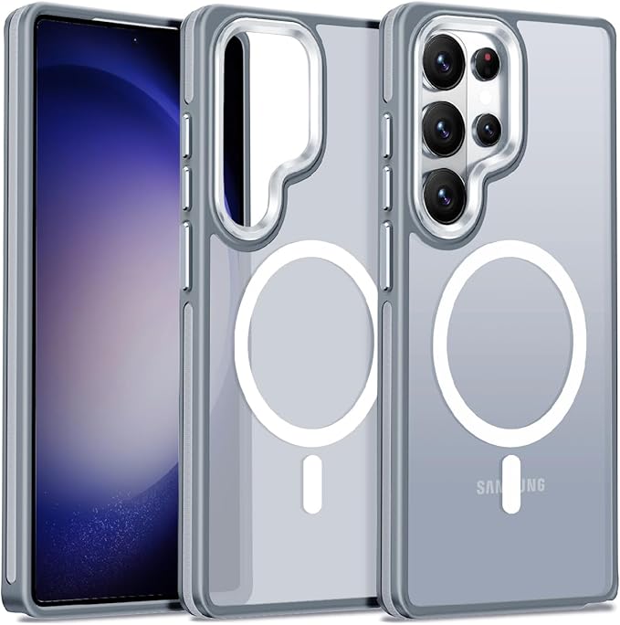MALEWOLF Case for Samsung Galaxy S26 Ultra, Translucent Matte Cover Compatible with Magsafe, Military Grade Drop Resistant, Color Hybrid Non-Slip Phone Case for Galaxy S26 Ultra (Grey/White)