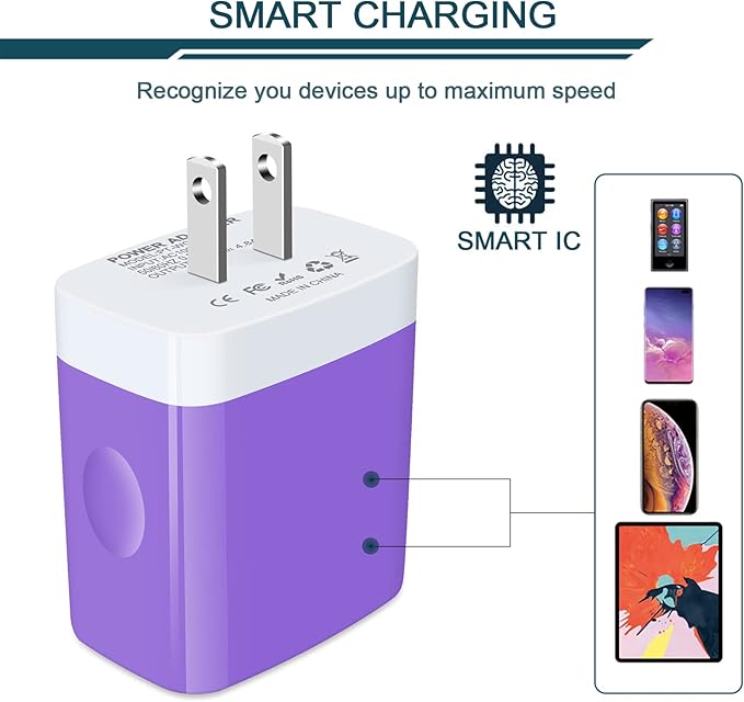 Wall Charger, USB Charger Adapter, AILKIN 4.8A 4Multi Port Fast Charging Station Power Base Block Plug Cube Brick for iPhone, iPad, Samsung Galaxy, Moto, Google Pixel, Kindle Fire Plug Cargador Carro