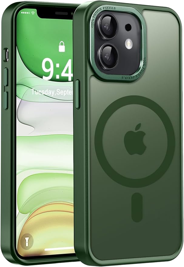 Newfuture Designed for iPhone 11 Case with Strong Magnetic [13 FT Military Drop Protection] [Compatible with Magsafe] Slim Translucent Matte Shockproof with Anti-Fingerprint Phone Case, Dark Green