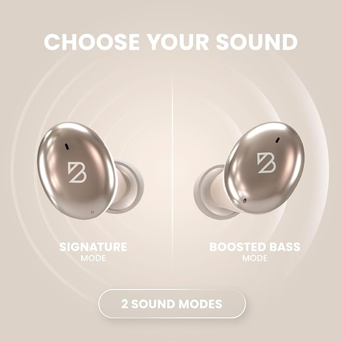 Back Bay Audio Tempo 30 Wireless Earbuds for Small Ears - Award-Winning Sound, Sweatproof Bluetooth Earbuds, Tech Fitness Gifts for Men, Comfortable Bluetooth Ear Buds for Women - Champagne