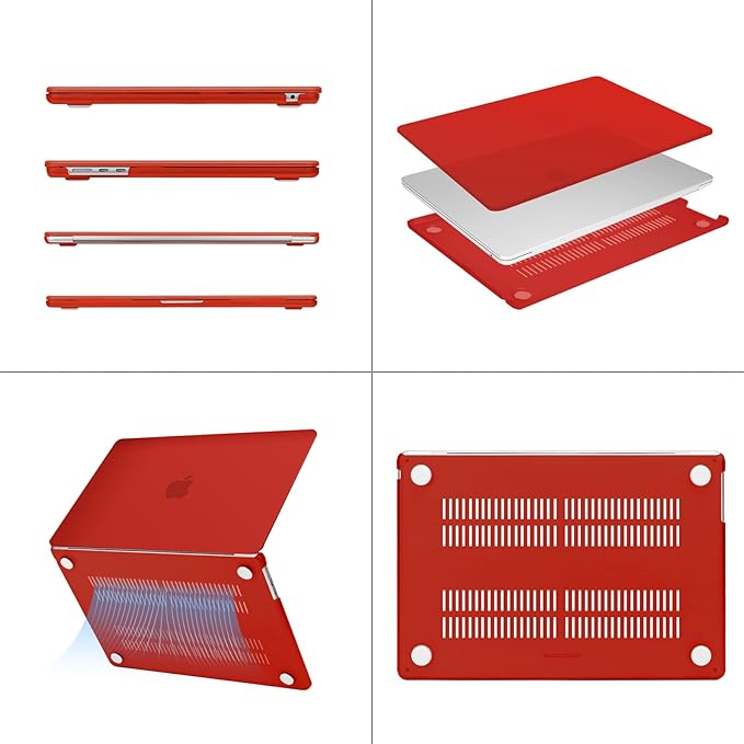 MOSISO Scratch-Resistant Case Compatible with MacBook Air 15 inch M5 2026 M4 2025 M3 M2 2024 2023 A3448 A3241 A3114 A2941, Protective Hard Shell&Keyboard Cover&ScreenFilm&Storage Bag, Red