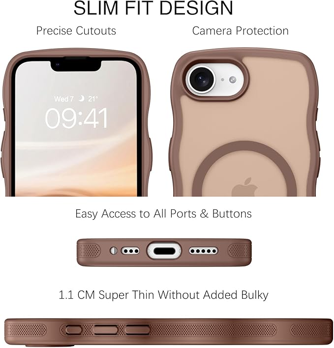 BENTOBEN Magnetic for iPhone 17e Case,Cute Wavy Frame [Compatible with MagSafe] Translucent Matte Anti-Slip Bumper Women Girls Boys Men Shockproof Drop Protective Cover for iPhone 17e,Desert Titanium