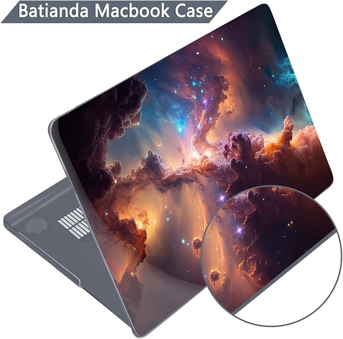 Batianda for MacBook Pro 14 Inch Case 2026-2021 Release M5 M4 M3 M2 M1 Pro/Max, 1.2mm Slim Graphic Hard Shell Cover with Keyboard Cover, Screen Protector 4-in-1 Bundle, Nebula