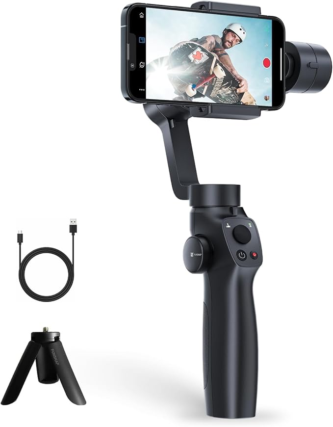 Gimbal Stabilizer for iPhone, Phone Gimbal w/Focus Wheel Face Tracking for 16 15 Pro Max Android 3-Axis Phone Stabilizer for Video Recording Vlog