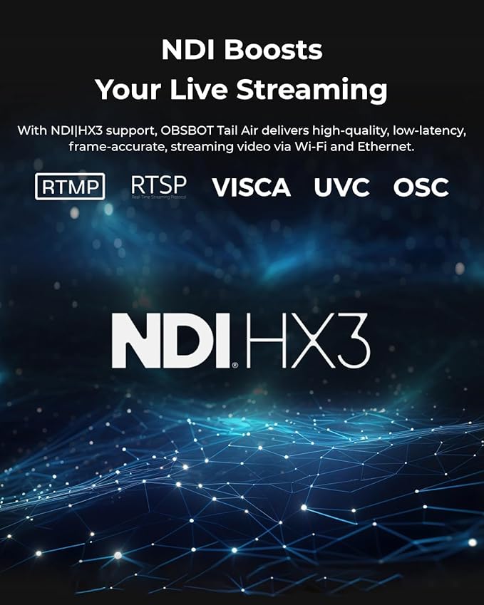 OBSBOT Tail Air with NDI Activated 4K Streaming Camera AI Tracking & Gesture Control PTZ Webcam for YouTube Twitch Church HDMI USB-C Wireless Unlimited Connect