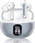 Wireless Earbuds, Bluetooth 5.4 Headphones with 50H Playback, Deep Bass Stereo Ear Buds Clear Calls with LED Power Display, IPX7 Waterproof, in-Ear Earphones with Mic for Phone/Android/iPad, Ash Gray