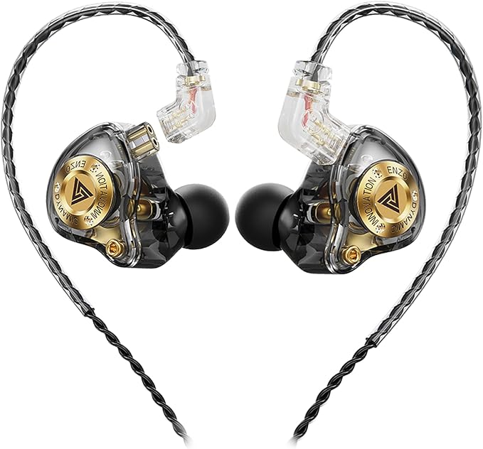 Piluyaa Wired Gaming Headphones IEM Earphones with 1DD，QKZ ENZO in Ear Monitor, HiFi Detachable Cable Earbuds, Bass Sound with New 11mm Dynamic Driver for Video Music Gaming (Black)