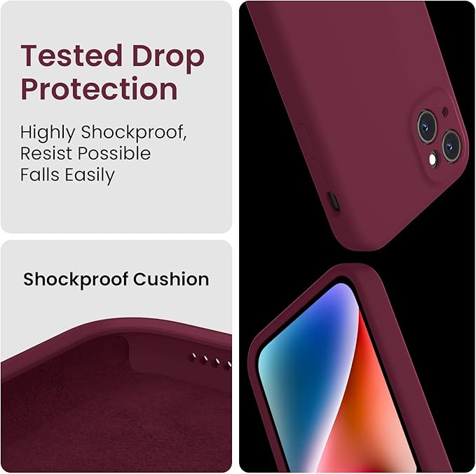 FireNova Designed for iPhone 13 Case, Silicone Upgraded [Camera Protection] Phone Case, Soft Anti-Scratch Microfiber Lining Inside, 6.1 inch, Plum