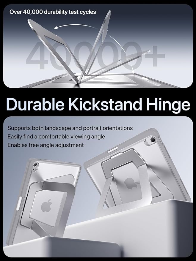 Case for iPad Air 11 inch M4/M3/M2(2026/2025/2024), iPad Air 4/5th Generation, Dual Multi-Angle Adjustable Kickstand Full Protective Case with Built-in Pencil Holder (Grey, iPad Air 11 inch)