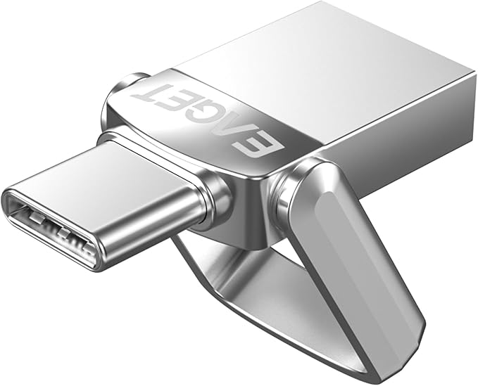 EAGET USB Flash Drive 64GB, Dual USB 3.0 USB-A & USB-C, 150MB/s Swivel Metal Thumb Drive, Memory Stick for iPhone 15/16/17, Android, Tablet, Laptop, Mac