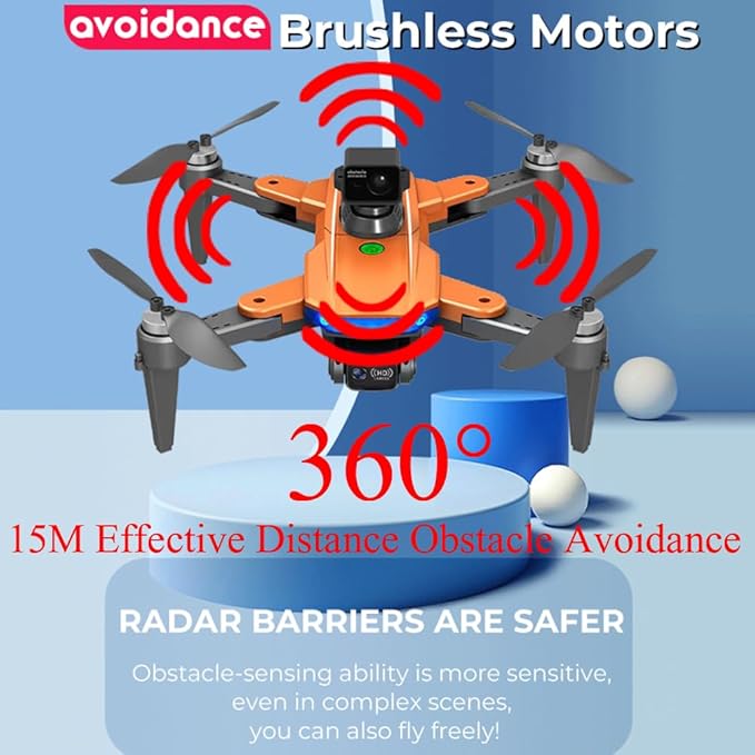 Lozenge 360° Obstacle Avoidance Brushless GPS Drone with Camera for Adults 4K Smart Follow Auto Return Long Battery Life Quadcopter 3 Battery HJ90 Big Size