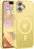 Newfuture Designed for iPhone 16 Case with Magnetic [13 FT Military Drop Protection] [Compatible with Magsafe] Slim Translucent Matte Shockproof with Anti-Fingerprint Phone Case, Yellow